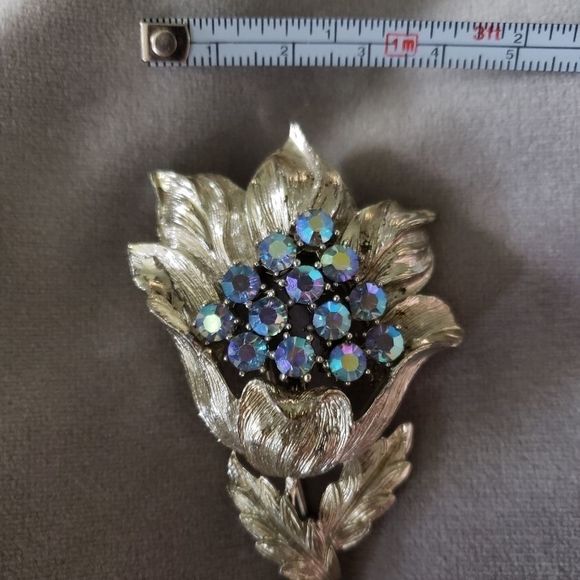 Vintage Coro Brooch Pin Aurora Borealis BEAUTIFUL! - Picture 5 of 5